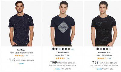Premium Brands Men's T-Shirts & Polos Minimum 70% Off