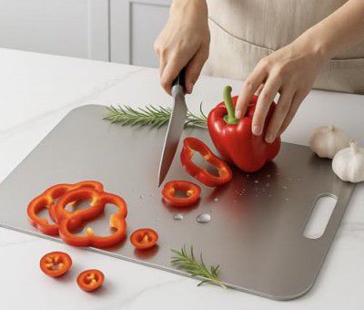 Premium Large Stainless Steel Chopping Board – Heavy-Duty Metal Cutting Board (36 cm × 25 cm)