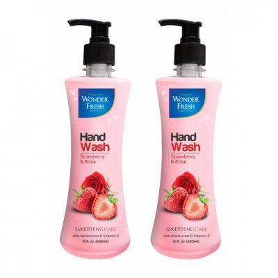 Premium Liquid Handwash Bottle with Pump | Flavor Strawberry and Rose - Pack of 2