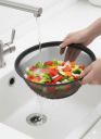 Premium Stainless Steel Mesh Fruit & Vegetable Washing Basket – Multipurpose Strainer Bowl for Kitchen, Durable Rust-Free Colander in Variant Size (Black, 28CM)...