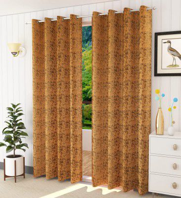 Premium Velvet Suede Room Darkening Curtains for Long Door- 9 Feet (Pack of 2) Chiku