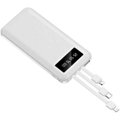 PremiumAV 10000mAh Power Bank with LED Display – 3-in-1 Built-in Cables