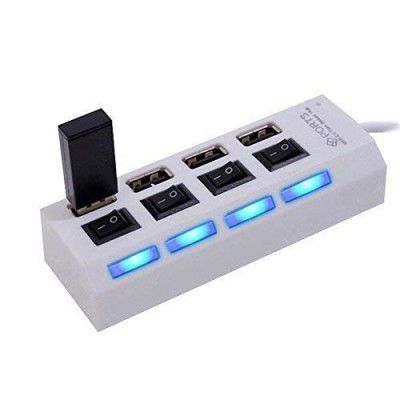 PremiumAV 4 Port USB 2.0 High-Speed USB Hub (White)
