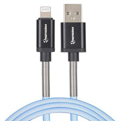 PremiumAV Durable Nylon Braided USB Syncing and Charging Cable Compatible with iPhone, Ipad, (1.5 FT Pack of 1, SkyBlue)