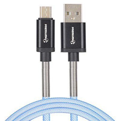 PremiumAV Durable Rugged Extra Tough Unbreakable Braided Micro USB Cable 1.5 Meter (SkyBlue)