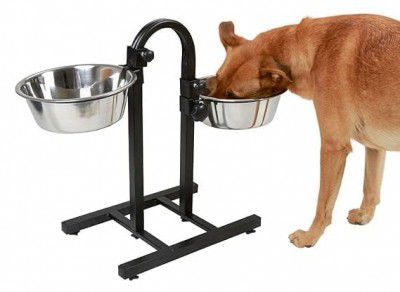 PremiumAV Earth-Friendly U Shape Stand Dog Bowl – Large Size Stainless Steel Pet Feeder Made with Rice Husk – Eco-Friendly Food and Water Bowl for Dogs and Pets – 1 Unit Bounded Fusion