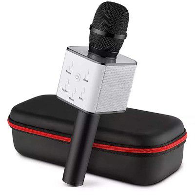 PremiumAV Q7 Black Wireless Bluetooth Microphone with Speaker/Recoding Feature for All iOS/Android & Windows Smartphone (Gold)