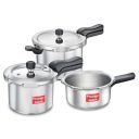 Prestige 2L+3L+5 Litres Svachh Outer Lid Aluminium Combo Pressure Cooker with 2 Lids | Gas & Induction Compatible...