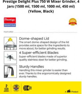 Prestige 750 W Mixer Grinder 