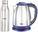 Prestige Atlas Electric Kettle (1.5 L, Silver, Blue) with stainless steel water bottle 750ml...