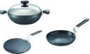 Prestige Hard Anodised + Cookware Build Your Kitchen set 3 Pcs- Fry pan, Kadhai with Lid, Tawa 24 cm diameter with Lid  (Hard Anodised, Non-stick, Induction Bottom)...