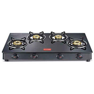 Prestige Magic 4 Burner Gas Stove- GTMC 04 L, Black Colour, Glass, Manual