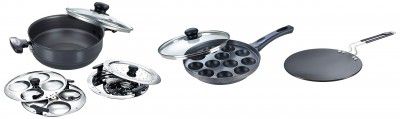 Prestige Multi-Kadhai 22 cm & Silver&Prestige Hard Anodised Plus Cookware Induction Base Roti Tawa 