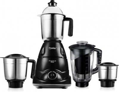 Prestige Plus 750 W Juicer Mixer Grinder (Atlas Plus | 4 Jars | with Flow Breaker Design | Black, Grey)