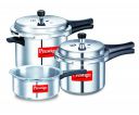 Prestige Popular Max 5 + 3 + 2 Litre Aluminium Outer Lid Pressure Cooker Combo Pack, 2 Lids, Silver, Large (11791)...