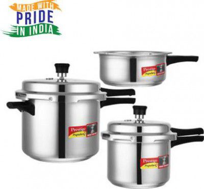 Prestige Popular Plus 2 L, 3 L, 5 L Outer Lid Induction Bottom Pressure Cooker  (Aluminium)