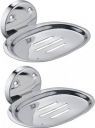 Prestige Premium 304 Grade Round Soap Dish Soap Holder Pack Of 2 (Silver)...