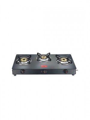 PrestigeMagic Plus Black Toughened Glass Top 3 Burner Gas Stove