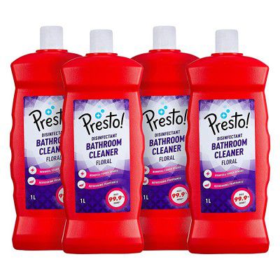Amazon Brand - Presto! Bathroom Cleaner 1 L X 4 (Floral)
