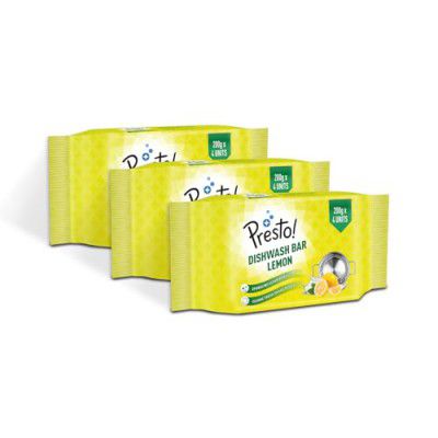 Presto! Dishwash Bar | 200g (pack of 12) | Removes Tough Grease | Odour-Free Freshness | Gentle on Hands