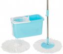 Presto! Spin Mop, Rectangular Bucket with Plastic Basket and in-built wheels, 2 Refills...