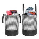 PrettyKrafts 45 Ltr Folding Laundry Basket for Clothes, Freestanding Laundry Hamper, Collapsible Clothes Hamper with Handles, Round Storage Basket for Clothes,Bedroom,Bathroom, Set of 2, Black & White...