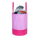 PrettyKrafts 45L  Round Foldable Large Laundry Bag/Basket With Handles (36x36x45cm, Pink, Set of 1)...