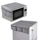 PrettyKrafts Appliance Cover Combo of 1 Refrigerator Top Cover and 1 Microwave Top Cover - (Black Flower) Set of 2...