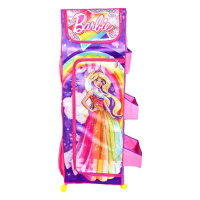 PrettyKrafts Barbie Fun Closet 4 Shelves, Kids Folding Wardrobe