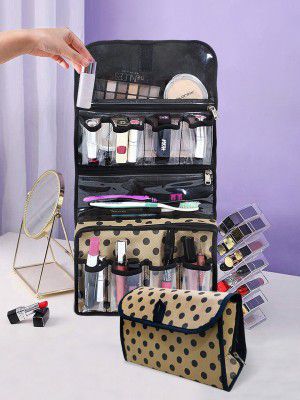 prettykrafts Beige Toiletry Bag With Hanging Hook