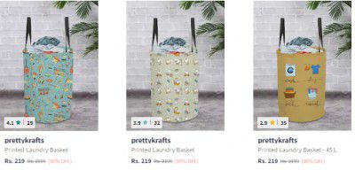 Prettykrafts Laundry Basket Upto 90% Off | Starts ₹219