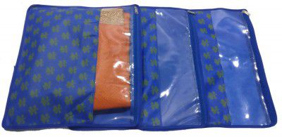PrettyKrafts Non Woven Saree Covers with ZIP - Pack of 3, Size(16 × 14 Inches)