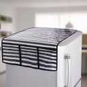 PrettyKrafts Premium Fridge Top Cover with 6 Utility Pockets, Dust Free & Easily Washable, Stripe Black...