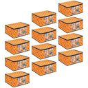 PrettyKrafts Set of 12 Non-Woven Printed Foldable Saree Covers/Wardrobe Organizer With Transparent Window And Zip/Clothes Storage Bag (Orange)...