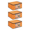 PrettyKrafts Set of 3 Non-Woven Printed Foldable Saree Covers/Wardrobe Organizer (Orange)...