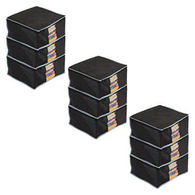 Prettykrafts Set of 9 Non Woven Foldable Saree Cover/Cloth Storage Bag/Wardrobe Organizer