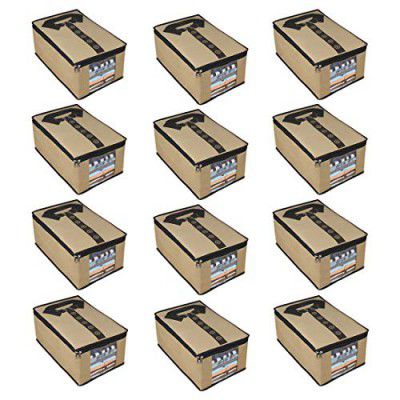 PrettyKrafts Shirt Cover | Foldable & Durable Wardrobe Organizer | Pack of 12 | BeigeBrown