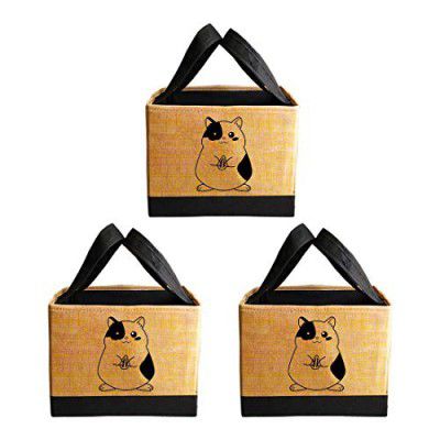 PrettyKrafts Toys storage Box, Storage organizer for kids, (Pack of 3) Jute Brown