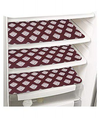 PrettyKrafts&nbsp;Waterproof Refrigerator Drawer Mats/Fridge Mats/Multipurpose Mats Set of 3 (Maroon)