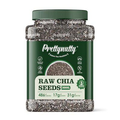 PrettyNutty Chia Seeds – 300g | Raw, Natural & Unroasted | High in Fiber, Omega-3 & Protein