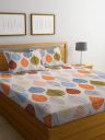 PRIDHI 100% Cotten Printed Bedsheet for Double Bed with 2 King Size Pillow Cover (Pink Blue Geometric) | Double Bedsheet Cotton...