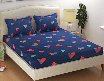 PRIDHI 210 TC Glace Cotton Gemini Bedsheets 1 Double Bedsheet with 2 Pillow Cover