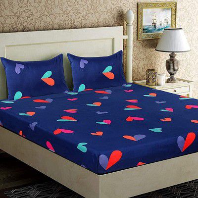 PRIDHI Polly Cotton Double Bedsheet with 2 Pillow Covers for Bedroom (Design 72)