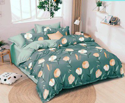 PRIDHI Pure Cotton Single Bedsheet with Pillow Cover for Bedroom (Multicolour, 60 x 90 Inch)