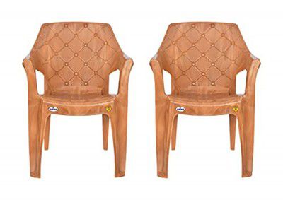 Prima Plastic Chair for Living Room | Set of 2 | Chair (Sandalwood Colour)