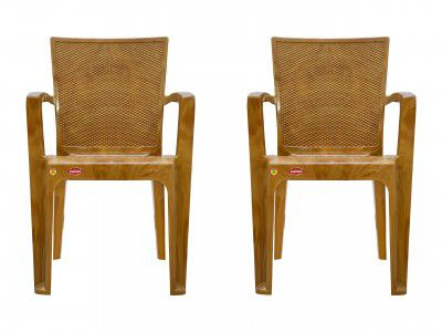 Prima Plastic Chair for Living Room | Set of 2 | Chair (Sandalwood Colour)
