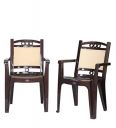 Prima Plastic Chair for Living Room | Set of 2 | Chair with arm | 100% Virgin Plastic | Quikr 4 (Brown Beige Colour)...