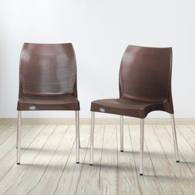 Prima Plastic Chair for Living Room | Set of 2 (Weather Brown Colour)