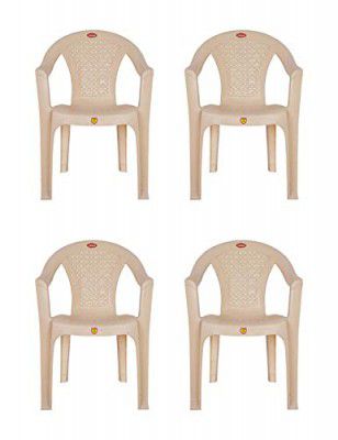 Prima Plastic Chair for Living Room | Set of 4 (Marble Beige Colour)