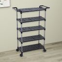 Primax Multipurpose Kitchen Storage Rack with Wheels/Shoe Rack for Home/Shelf for Kitchen/Bathroom Organizer - 5 Tier Portable Trolly (APS-880-BLK-5-LAYER-P1 - Roman)...